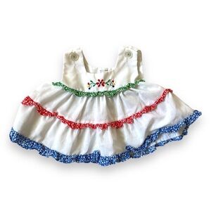 VINTAGE Dress Ruffle Tunic Shirt Tank Skirt Floral Embroidered